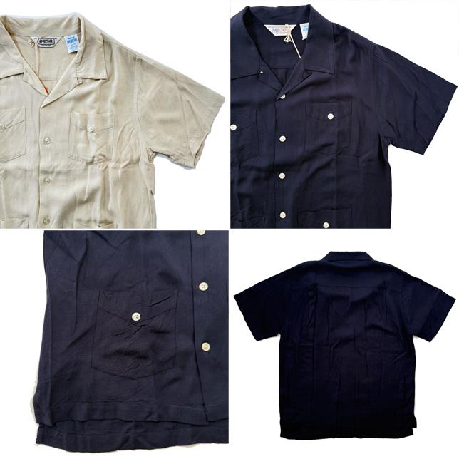 ファイブブラザー 半袖 無地 キューバシャツ 開襟 オフホワイト ネイビー FIVE BROTHER 151821 | FIVEBROTHER | 02