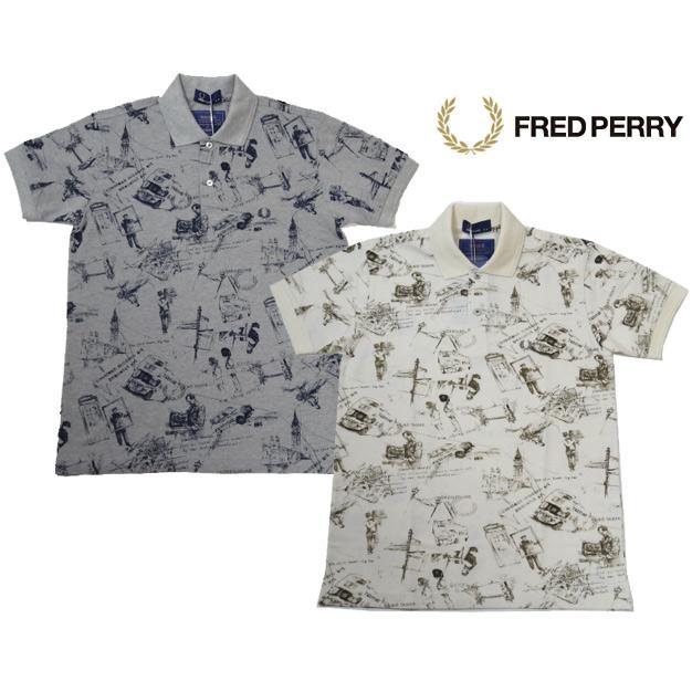 FRED PERRY フレッドペリー ポロシャツ 半袖 メンズ 総柄 プリント ポロシャツ F1406 ロンドン | FRED PERRY