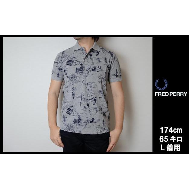 FRED PERRY フレッドペリー ポロシャツ 半袖 メンズ 総柄 プリント ポロシャツ F1406 ロンドン | FRED PERRY | 01
