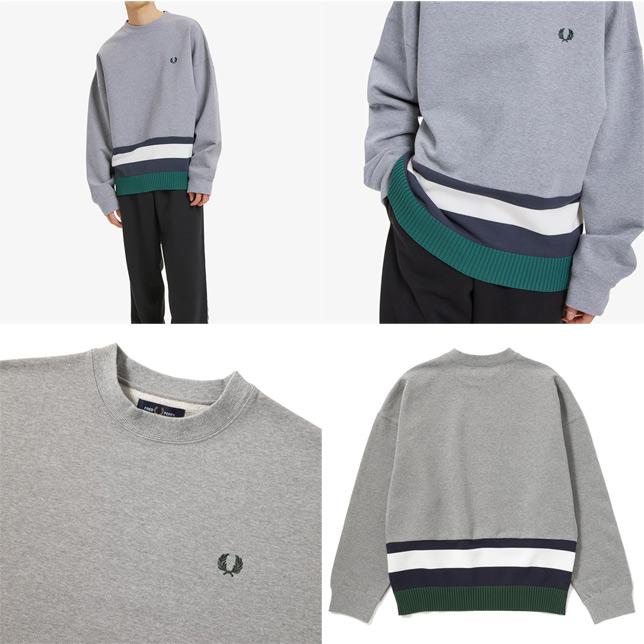 フレッドペリー メンズ ニットパネリングスウェットシャツ F1890 ドッキングスウェット FRED PERRY | FRED PERRY | 02