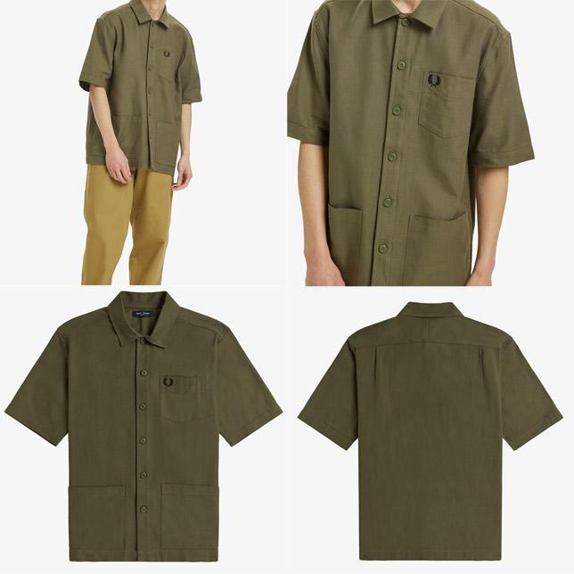 フレッドペリー メンズ 半袖 シャツ M3641 シャツジャケット ポケット FREDPERRY POCKET DETAIL SHIRT | FRED PERRY | 02