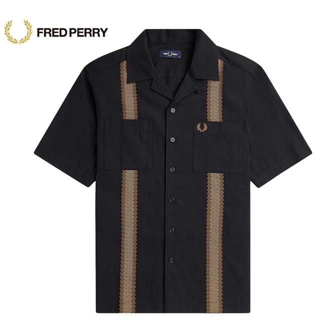 FRED PERRY フレッドペリー 開襟 シャツ 黒　メンズ　ロゴ　ブラック カラー/ブラック | FRED PERRY JAPAN | フレッドペリー日本公式