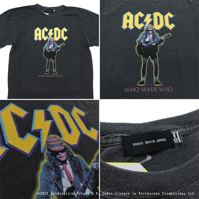 グッドロックスピード Tシャツ 半袖  エーシーディーシーGOOD ROCK SPEED ART T-SHIRT AC/DC チャコール イエローロゴ ロックTシャツ プリントTシャツ |  | 02