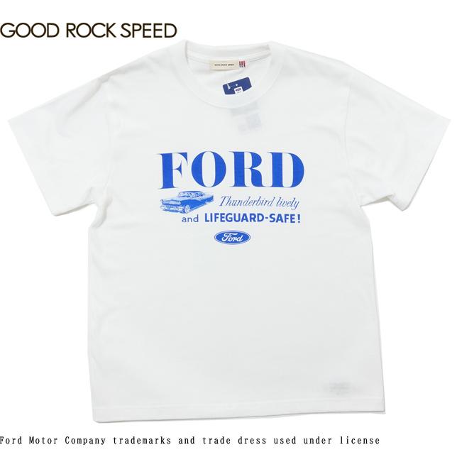 グッドロックスピード Tシャツ 半袖 フォード サンダーバード GOOD ROCK SPEED FORD Thunderbird T-SHIRT ホワイト ブルーロゴ  プリントTシャツ | 