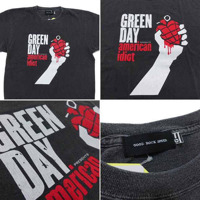 グッドロックスピード Tシャツ 半袖  グリーンデイ チャコール ハンド手榴弾プリント ロックTシャツ プリントTシャツ |  | 02