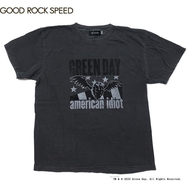 グッドロックスピード Tシャツ 半袖  グリーンデイ チャコール ウイング手榴弾プリント ロックTシャツ プリントTシャツ | 