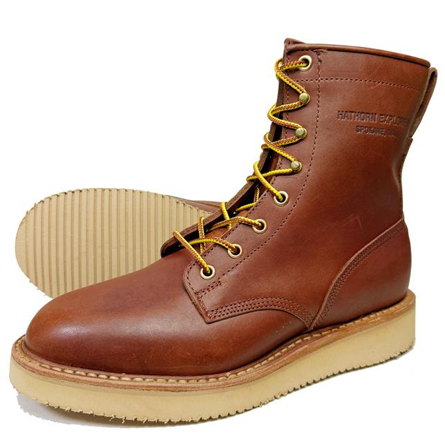 HATHORN BOOTS　ハソーン プレーントゥブーツ　ブラウン | HATHORN
