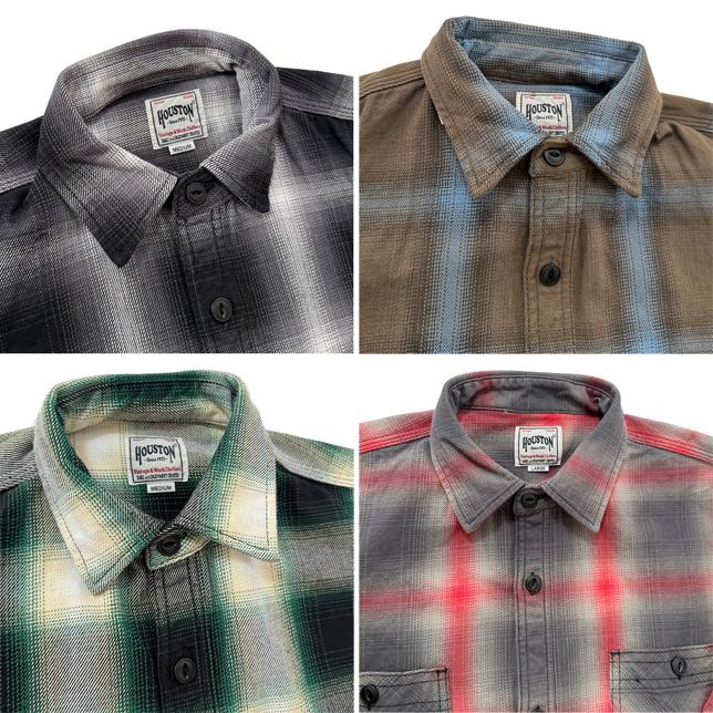 ヒューストン メンズ チェックシャツ OMBRE CHECK VIYELLA SHIRT オンブレーチェック ビエラシャツ 長袖 HOUSTON 41252 | HOUSTON | 04