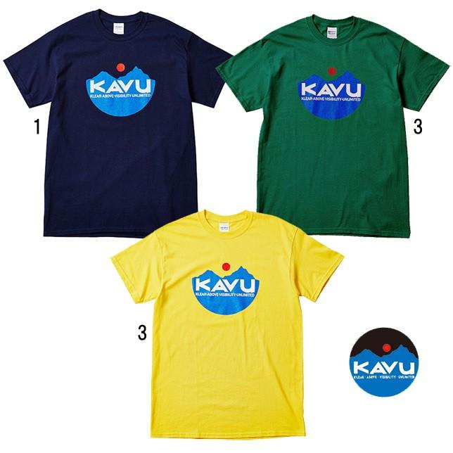 KAVU カブー メンズ 定番ロゴ プリントTシャツ TEE 缶バッチ付き | KAVU