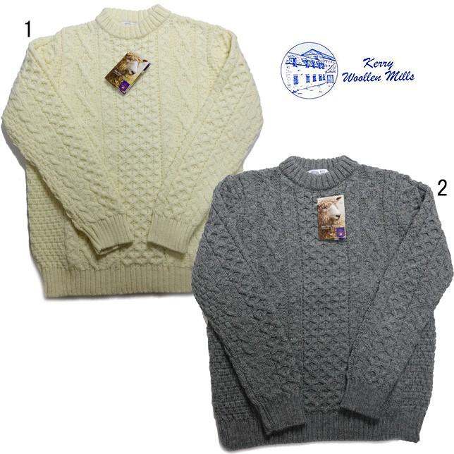 ケリーウーレンミルズ アラン ケーブル クルーネック ライト セーター ニット KERRY WOOLLEN MILLS | 