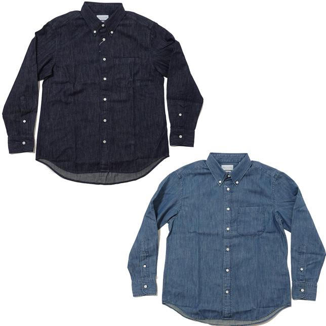 マニュアルアルファベット デニムボタンダウンシャツ ワイドシルエット 6oz DENIM BD SHT/Bulging Fit MANUAL ALPHABET BASIC-BG-003 デニムシャツ |  | 01