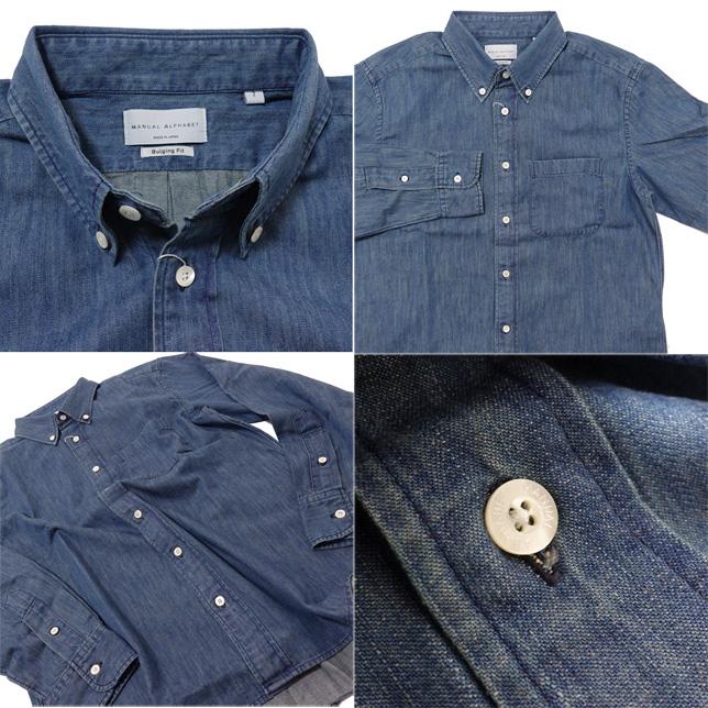 マニュアルアルファベット デニムボタンダウンシャツ ワイドシルエット 6oz DENIM BD SHT/Bulging Fit MANUAL ALPHABET BASIC-BG-003 デニムシャツ |  | 03