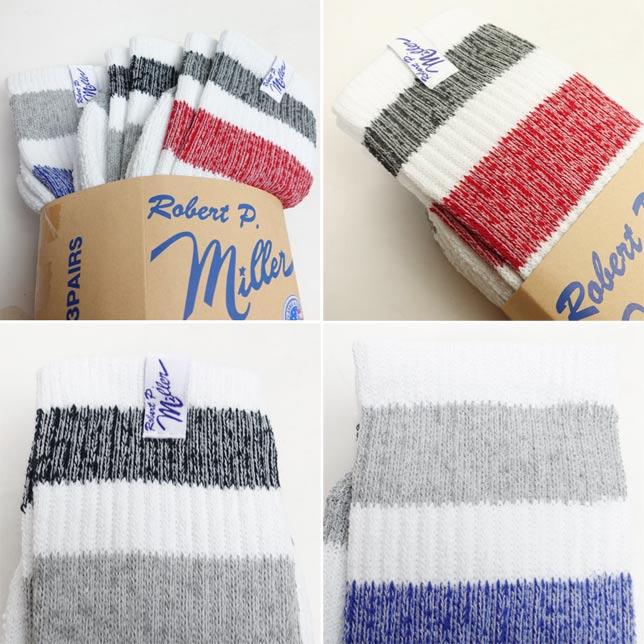 MILLER ミラー クルー スニーカー ソックス 綿混 ソックス 3P メンズ 靴下 ライン ROBERT P MILLER 343C | ミラー | 03