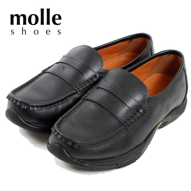 モールシューズ ローファー レザー メンズ レディース 黒 ブラック ハイブリッドローファー コインローファー 撥水 ビブラムソール molle shoes HYBRID LOAFERS | 