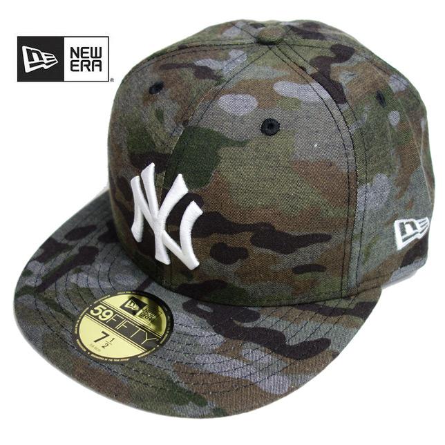 Newera ニューエラ 59FIFTY Multi Camo Denim ニューヨーク ヤンキース マルチカモ デニム キャップ ダークカモ × ホワイト | NEW ERA