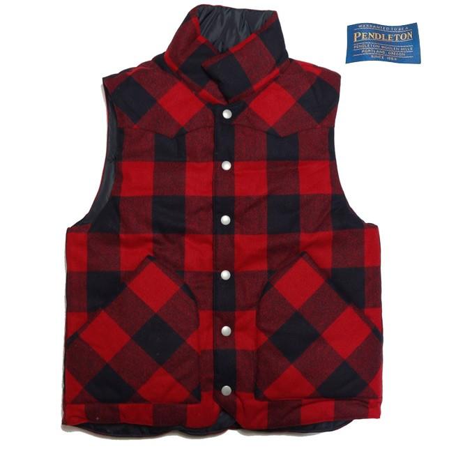 PENDLETON ペンドルトン メンズ インスレーティッドプレイドベスト ブロックチェック レッド 中綿ベスト | PENDLETON