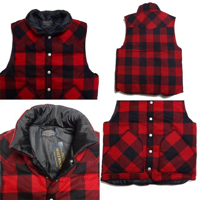 PENDLETON ペンドルトン メンズ インスレーティッドプレイドベスト ブロックチェック レッド 中綿ベスト | PENDLETON | 01