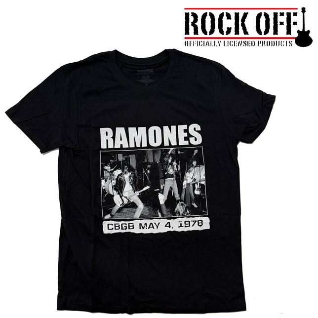 ロックオフ Tシャツ 半袖 ラモーンズ 黒 ROCK OFF RAMONES CBGB 1978 ブラック プリントTシャツ | 