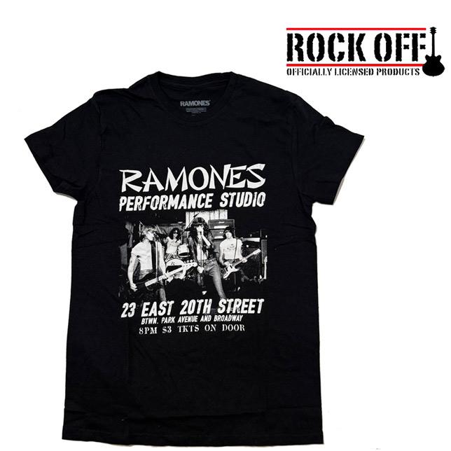 ロックオフ Tシャツ 半袖 ラモーンズ イーストビレッジ 黒 ROCK OFF RAMONES EAST VILLAGE ブラック プリントTシャツ | 