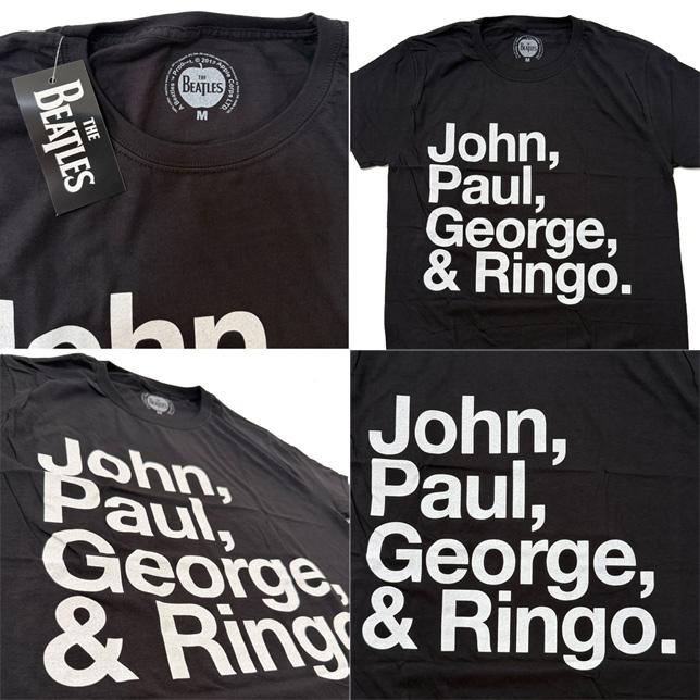 ロックオフ Tシャツ 半袖 ビートルズ 黒 ROCK OFF THE BEATLES JOHN, PAUL, GEORGE & RINGO ブラック ホワイト プリントTシャツ |  | 02