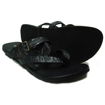 レザーサンダル ブラック×シルバー | 