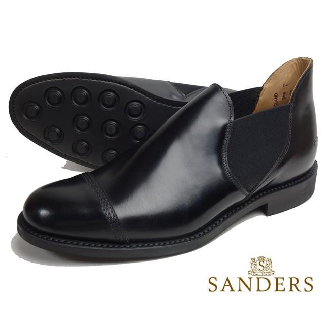 サンダース SANDERS ミリタリー ストレートチップ ショート チェルシーブーツ 1619 サイドゴア メンズ ビジネス レザーシューズ ブラック | SANDERS
