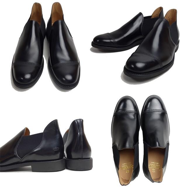 サンダース SANDERS ミリタリー ストレートチップ ショート チェルシーブーツ 1619 サイドゴア メンズ ビジネス レザーシューズ ブラック | SANDERS | 01