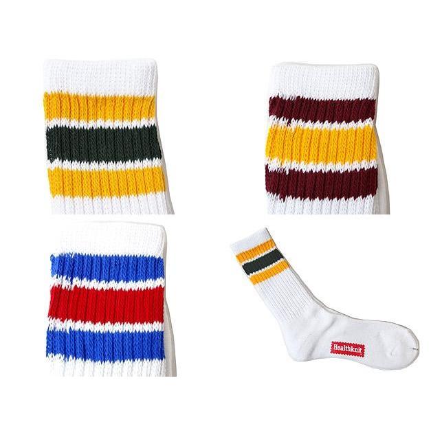 Healthknit ヘルスニット ソックス メンズ 配色3本ラインクルー 3P ソックス 靴下 | Healthknit | 01