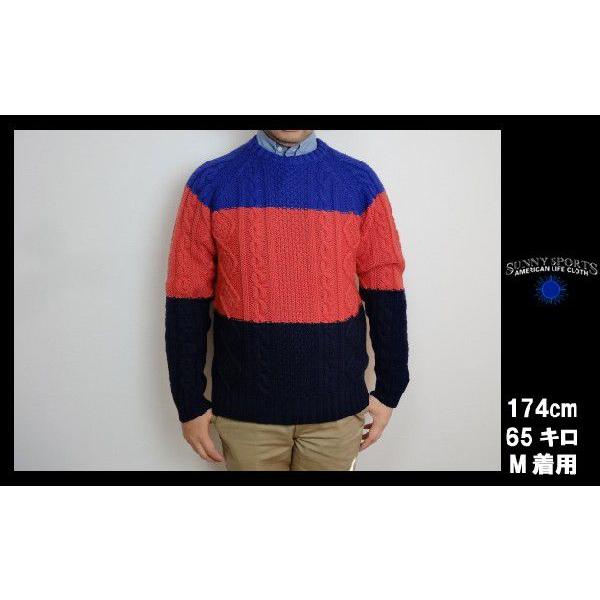 【SALE】 SUNNY SPORTS サニースポーツ アラン セーター 3トーン アラン ニット ALAN SWEATER カラー切替ニット | SUNNY SPORTS | 01