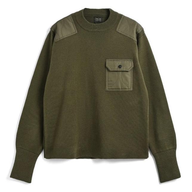 タイオン メンズ レディース 体温 ノンダウン ミリタリー クルーネック ニット コマンド セーター TAION-KN100PML-1 ユニセックス UNISEX | TAION | 05