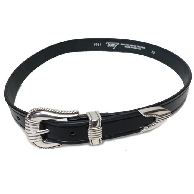 トリーレザー ベルト 3ピース シルバーバックルベルト黒 ブラック×ニッケル TORY LEATHER 3-PIECE SILVER BUCKLE BELTS BLACK×NICKEL 3091 |  | 01