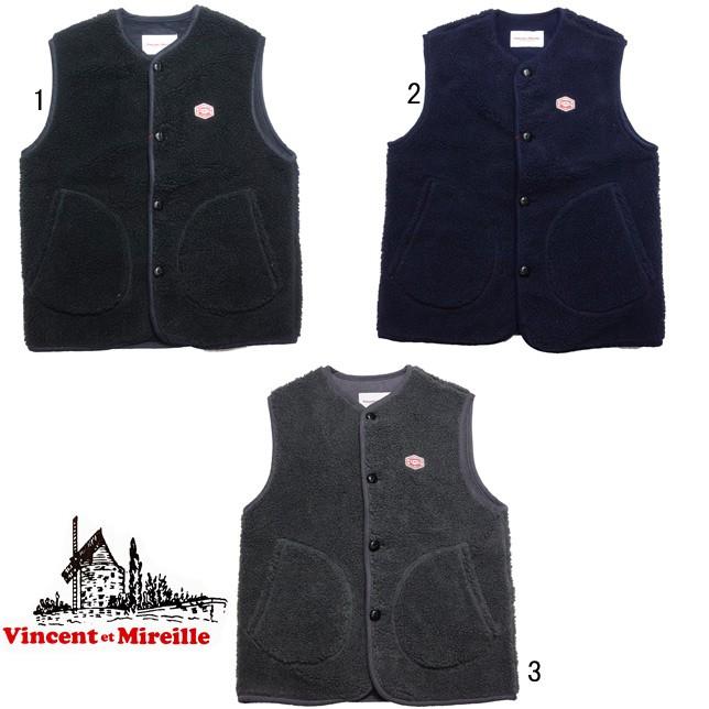 ヴァンソン エ ミレイユ VINCENT ET MIREILLE ボアベスト フリースベスト ボタン メンズ | 