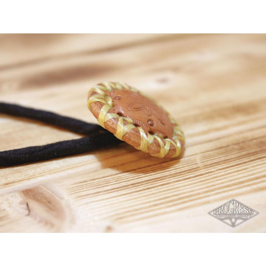 レザーヘアゴム stamp 栃木レザー サドルレザー ヘア