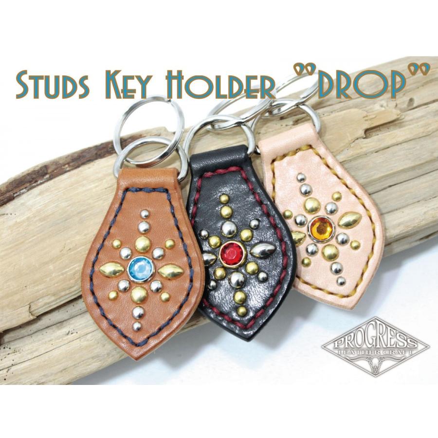 Studs キーホルダー drop　栃木レザー サドルレザー ハンドメイド 雫型 | 