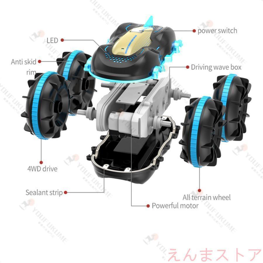 リモコンカー ラジコンカー 車おもちゃ ラジコン 自動車 こども向け スタントカー 水陸両用 オフロード 360度回転 誕生日 クリスマス プレゼント ギフト | ブランド登録なし | 01