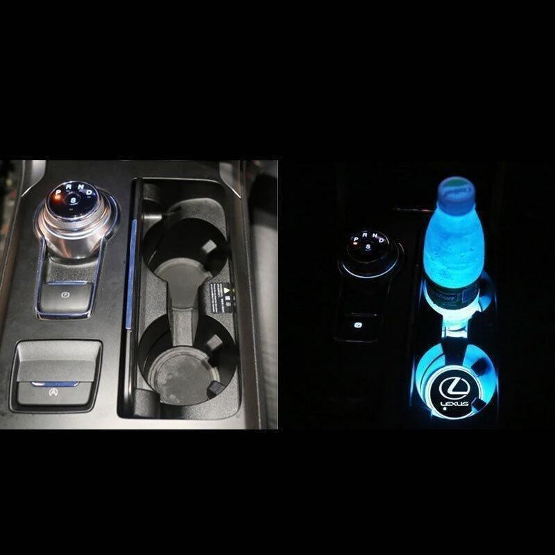 車載RGBイルミネーションコップコースターアクリル製2枚セットトヨタレクサス（LEXUS)ES NX RX IS CT UX汎用内装アクセサリーパーツ | ブランド登録なし | 04