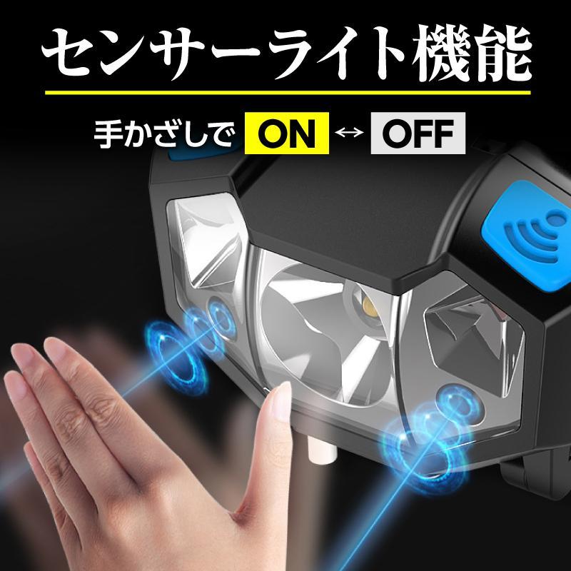 ヘッドライト 充電式 釣りLED 防災 ヘッドランプ センサー付き キャンプ USB 訳あり | ブランド登録なし | 02