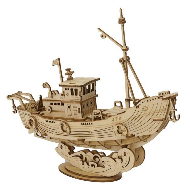 DIY つくるんです！ 3Dウッドパズル 漁船 | ROBOTIME