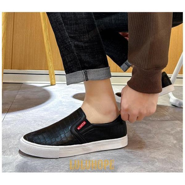 メンズ シークレットシューズ スリッポン編み込み イントレチャート カジュアル シューズ スニーカー ヒールアップ 靴 | ブランド登録なし | 04