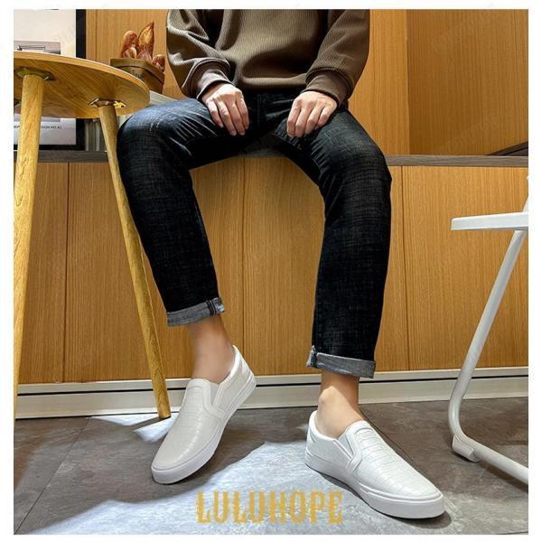 メンズ シークレットシューズ スリッポン編み込み イントレチャート カジュアル シューズ スニーカー ヒールアップ 靴 | ブランド登録なし | 05