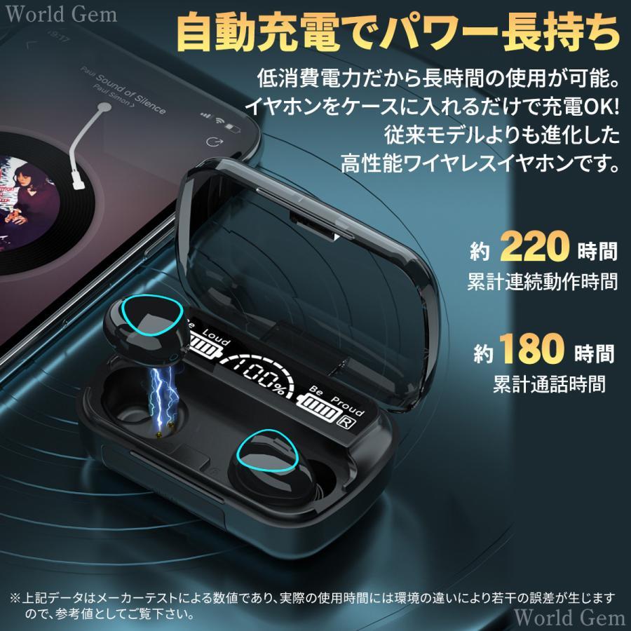 ワイヤレスイヤホン Bluetooth5.1 Bluetoothイヤホン 高音質 軽量 プレゼント 防水 黒 ケース おしゃれ ノイズキャンセリング iPhone android m10 | ブランド登録なし | 05