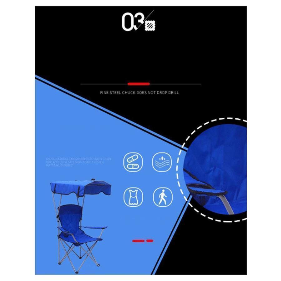 アウトドアチェア 折りたたみ 椅子 日よけ付 サンシェード 屋根付き椅子 日焼け対策 チェアー アウトドア キャンプ 海 キャンプチェア 持運びチェア | ブランド登録なし | 09