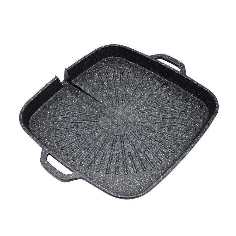 サムギョプサル IH/ガス 鉄板焼き 四角型 サムギョプサル専用 丸型 焼肉 油の自動排出構造 韓国食器 プレート BBQ 鉄板 カロリーオフ 焼肉 | ブランド登録なし | 02