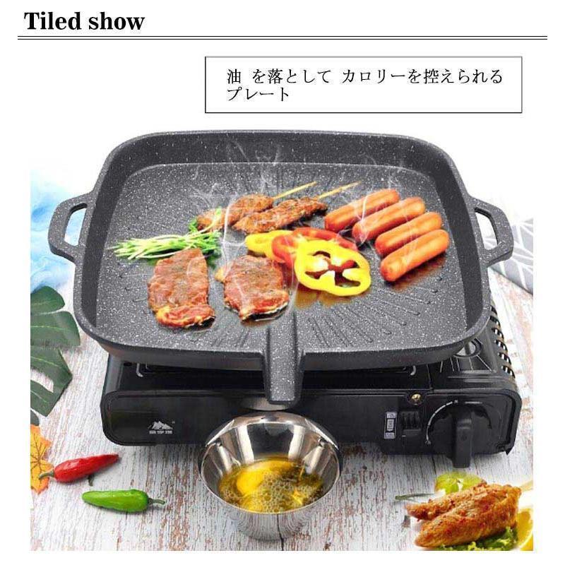 サムギョプサル IH/ガス 鉄板焼き 四角型 サムギョプサル専用 丸型 焼肉 油の自動排出構造 韓国食器 プレート BBQ 鉄板 カロリーオフ 焼肉 | ブランド登録なし | 06