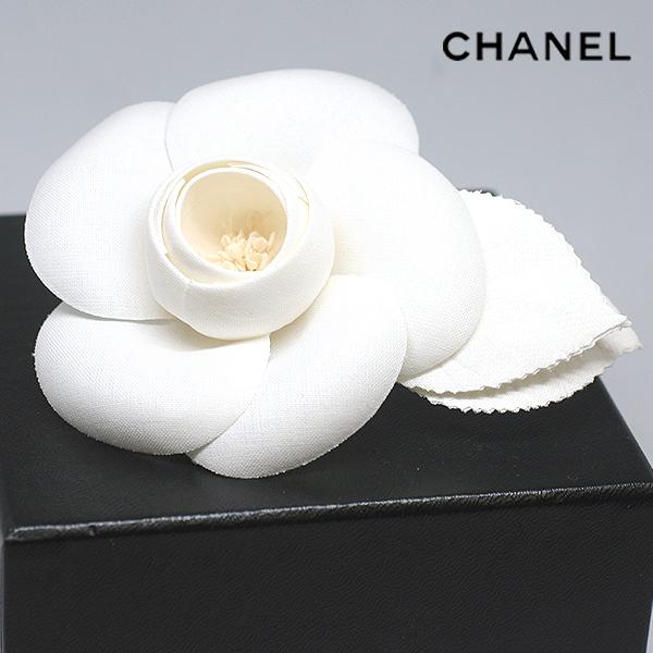 楽天スーパーセール 白 3462 花 葉 コサージュ ブローチ カメリア シャネル 美品 レディースアクセサリー