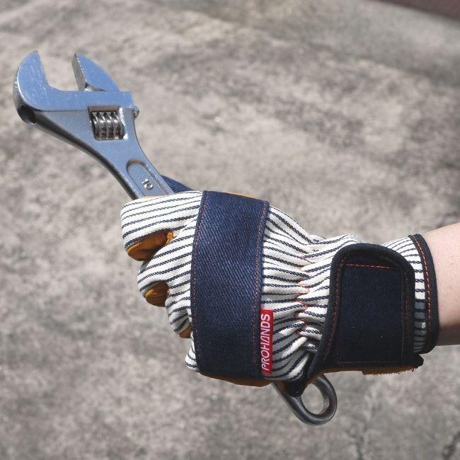 作業用革手袋 おしゃれ DIY キャンプ手袋 日曜大工 デニム 牛革 アウトドア 【DM-04 デニミスト】 PROHANDS 富士グローブ 革手袋 プロハンズ |  | 05