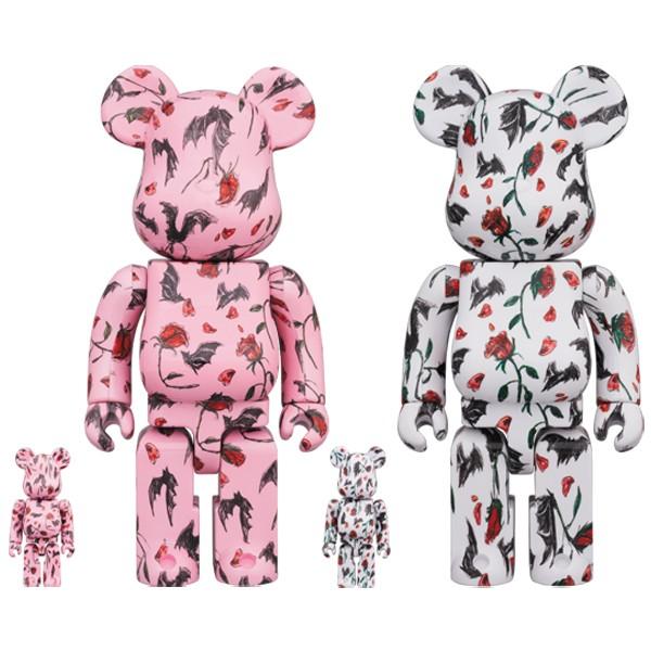 BE@RBRICK KIDILL × ERI WAKIYAMA BAT & ROSE 100％ & 400％ Pink/White | MEDICOM TOY