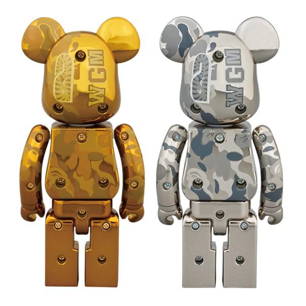 MEDICOM TOY 超合金 BAPE(R) CAMO SHARK BE@RBRICK GOLD／SILVER