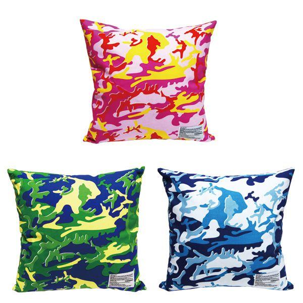 FABRICK(R) ANDY WARHOL - ANDY WARHOL CAMOFLAGE SUQUARE CUSHION COVER CAMO （PINK / GREEN / BLUE）｜project1-6