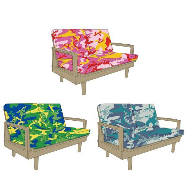 FABRICK(R) ANDY WARHOL - ANDY WARHOL CAMOFLAGE FUTARIGAKE CAMO （PINK / GREEN / BLUE） | MEDICOM TOY